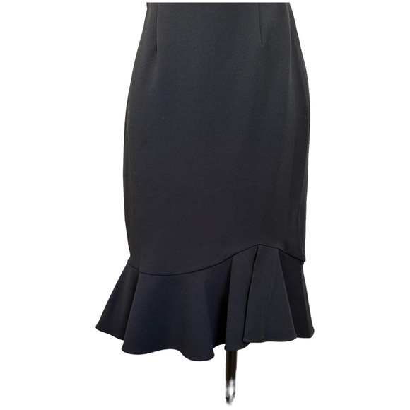 Betsey Johnson Black Dress Pearl Fringe Collar Black Cap Sleeve Ruffle Hem Sz 8 - Picture 7 of 16